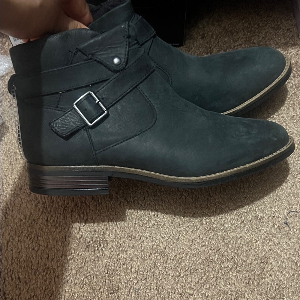 Clarks Black Ankle Boots with Buckle Detail